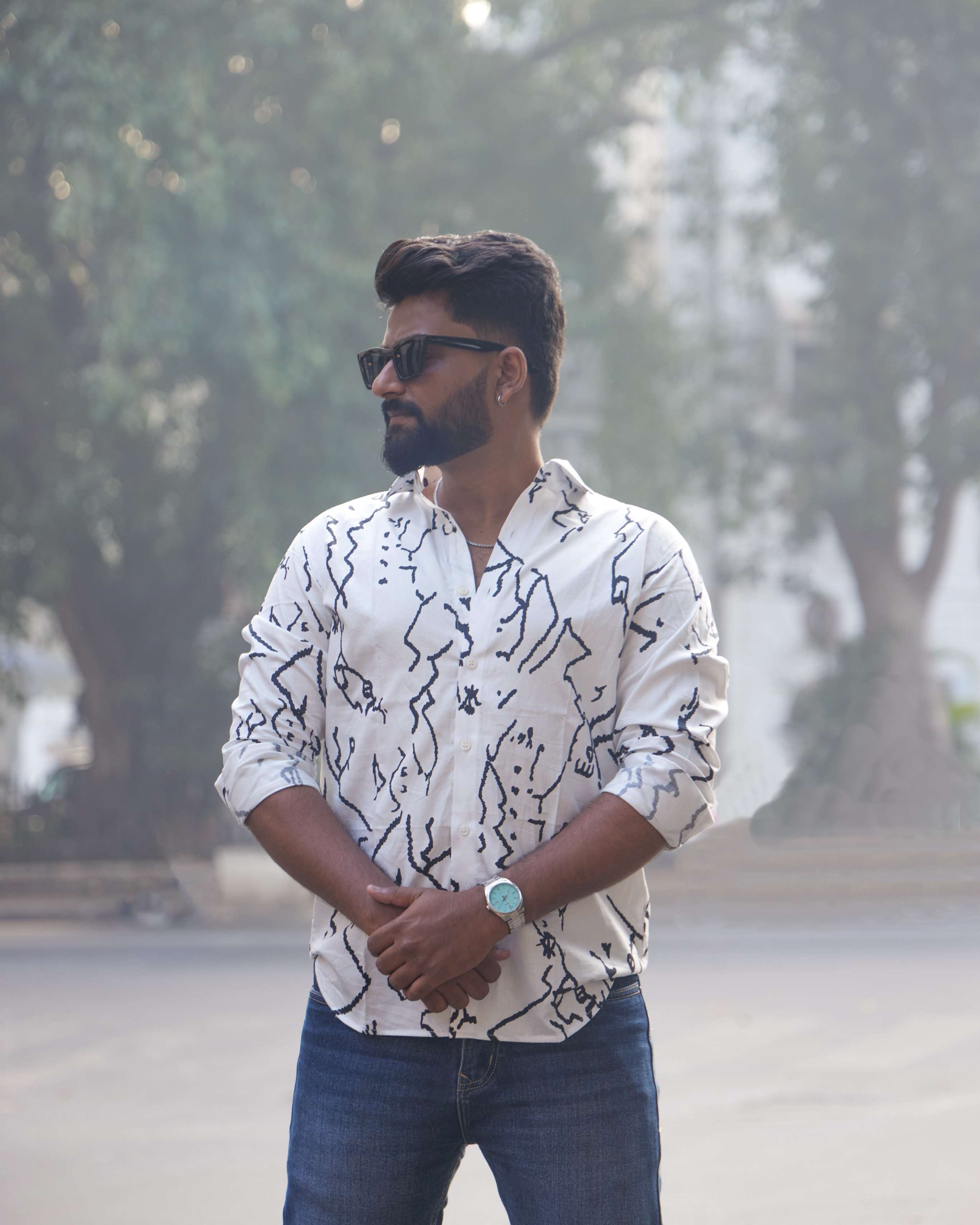 Pristine White Print Shirt