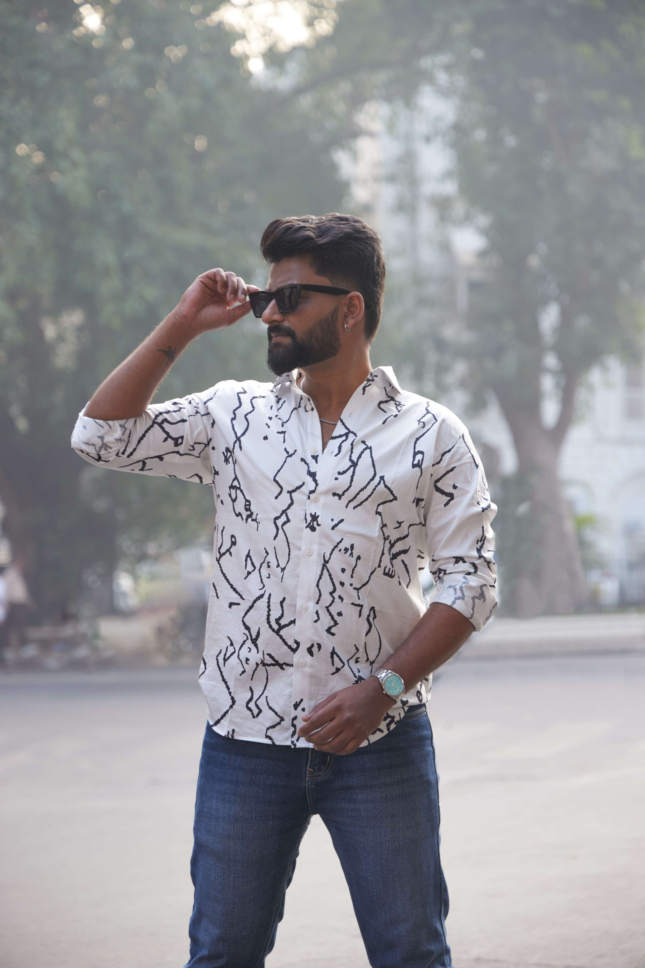 Pristine White Print Shirt