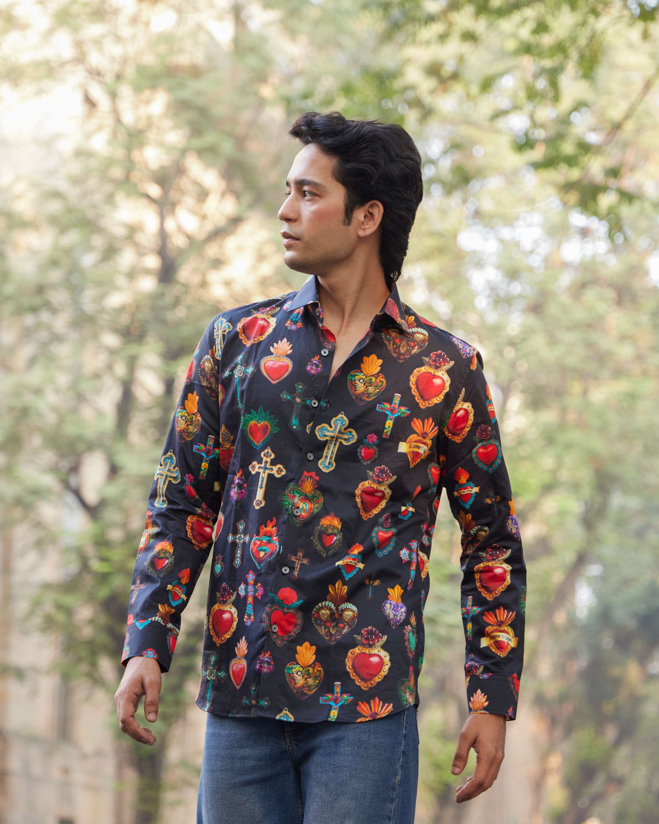 Sacred Heart Motif Shirt - Men