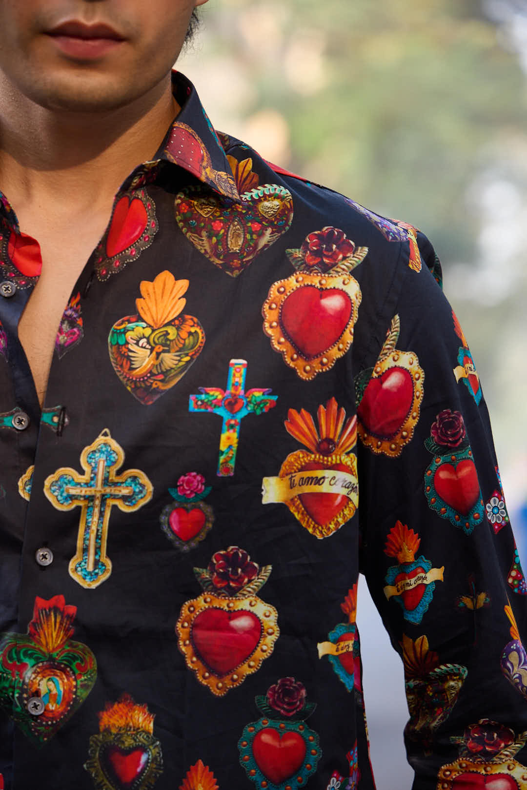 Sacred Heart Motif Shirt - Men