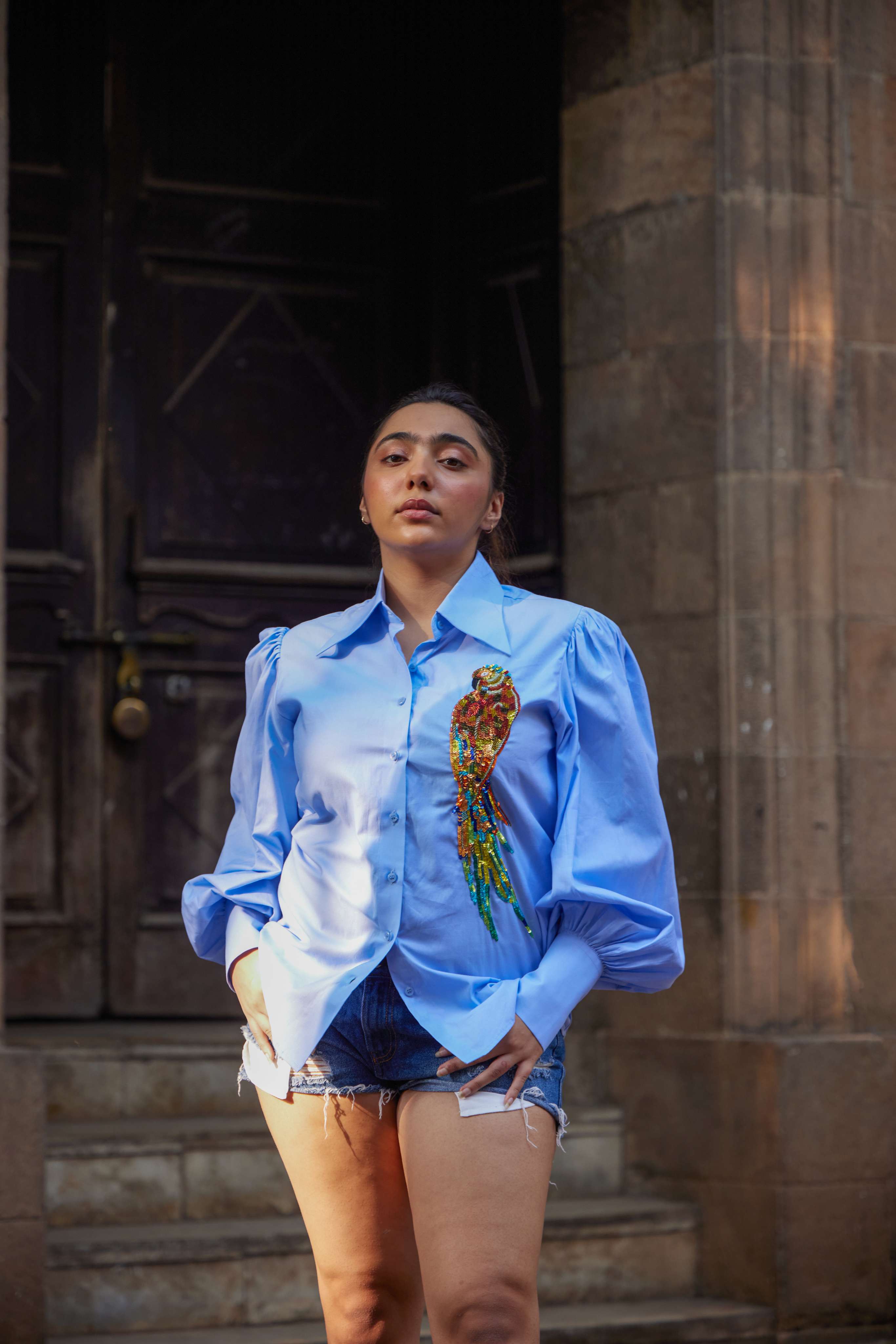 Exotic Parrot Embroidered Shirt