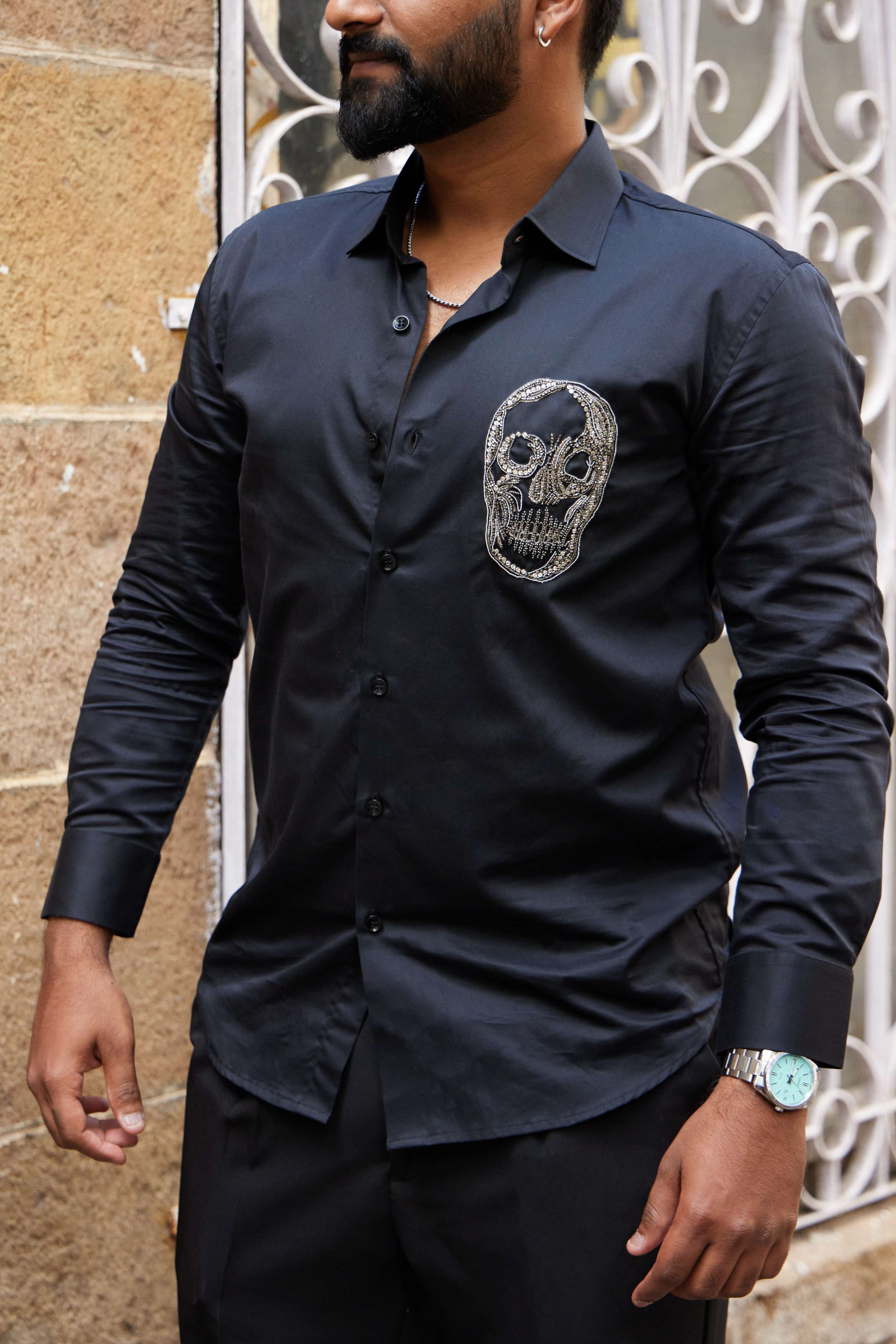 Embroidered Skull Shirt