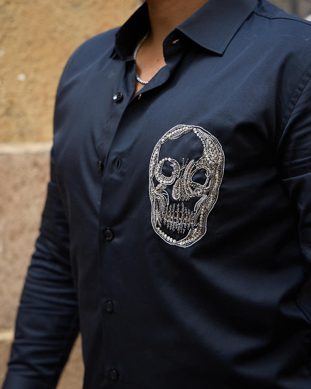 Embroidered Skull Shirt