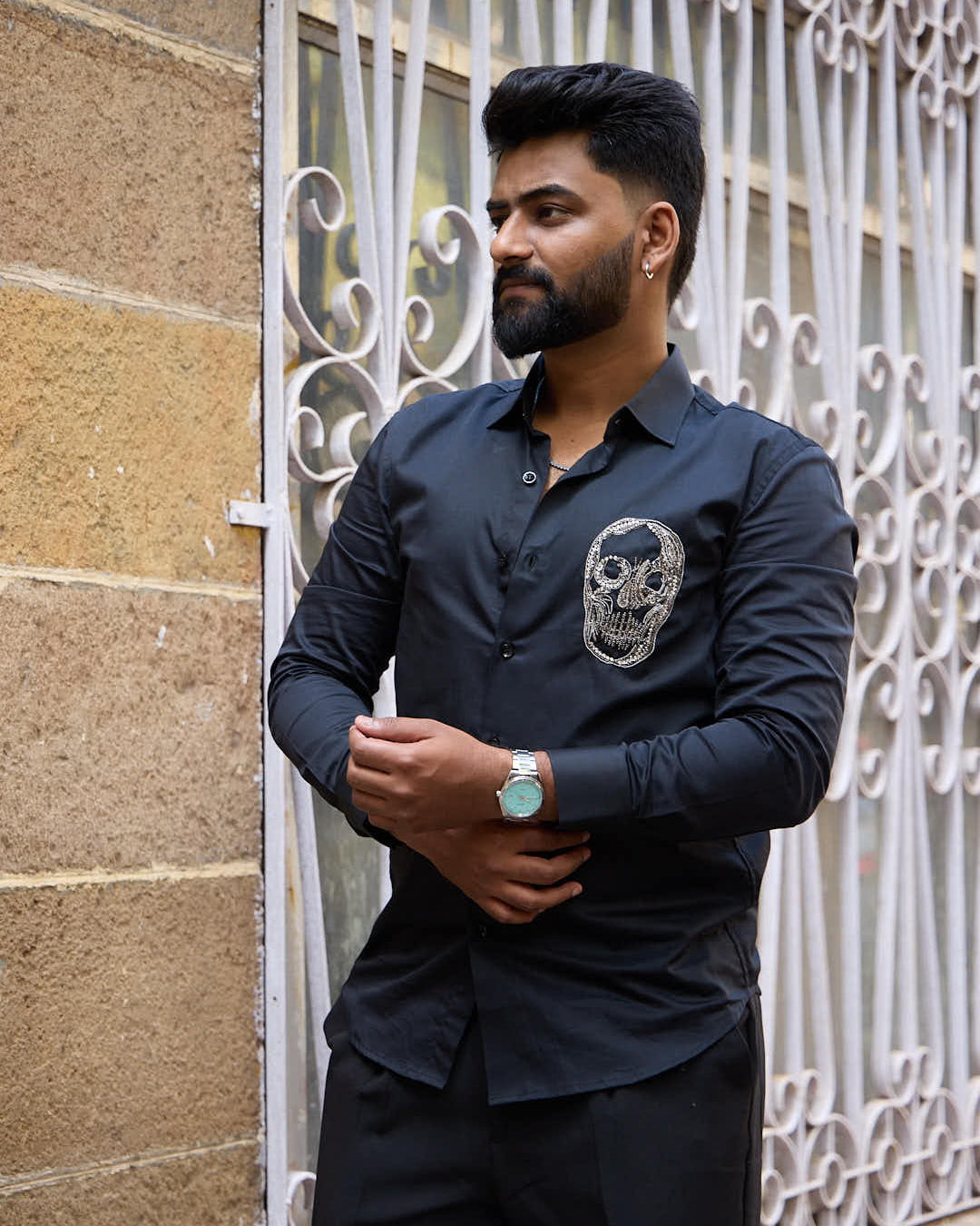 Embroidered Skull Shirt