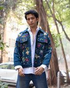 Demin Floral Embroidered Jacket