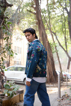 Demin Floral Embroidered Jacket