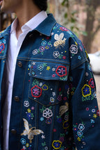 Demin Floral Embroidered Jacket