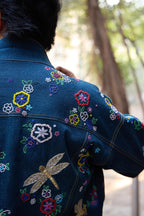Demin Floral Embroidered Jacket