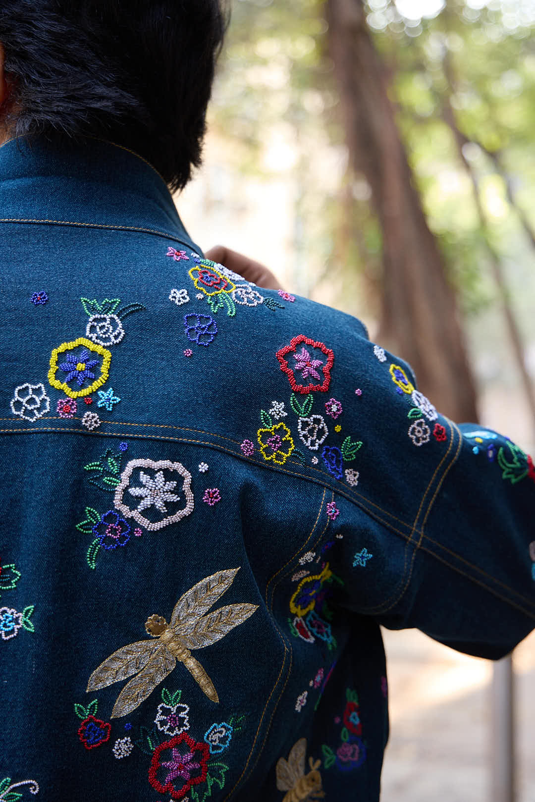 Demin Floral Embroidered Jacket