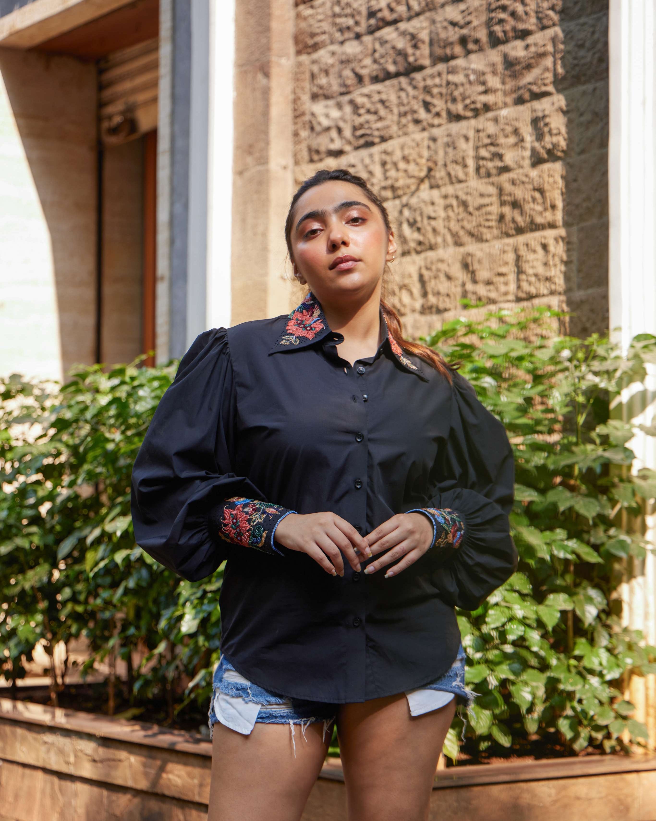 Rose Embroidered Shirt