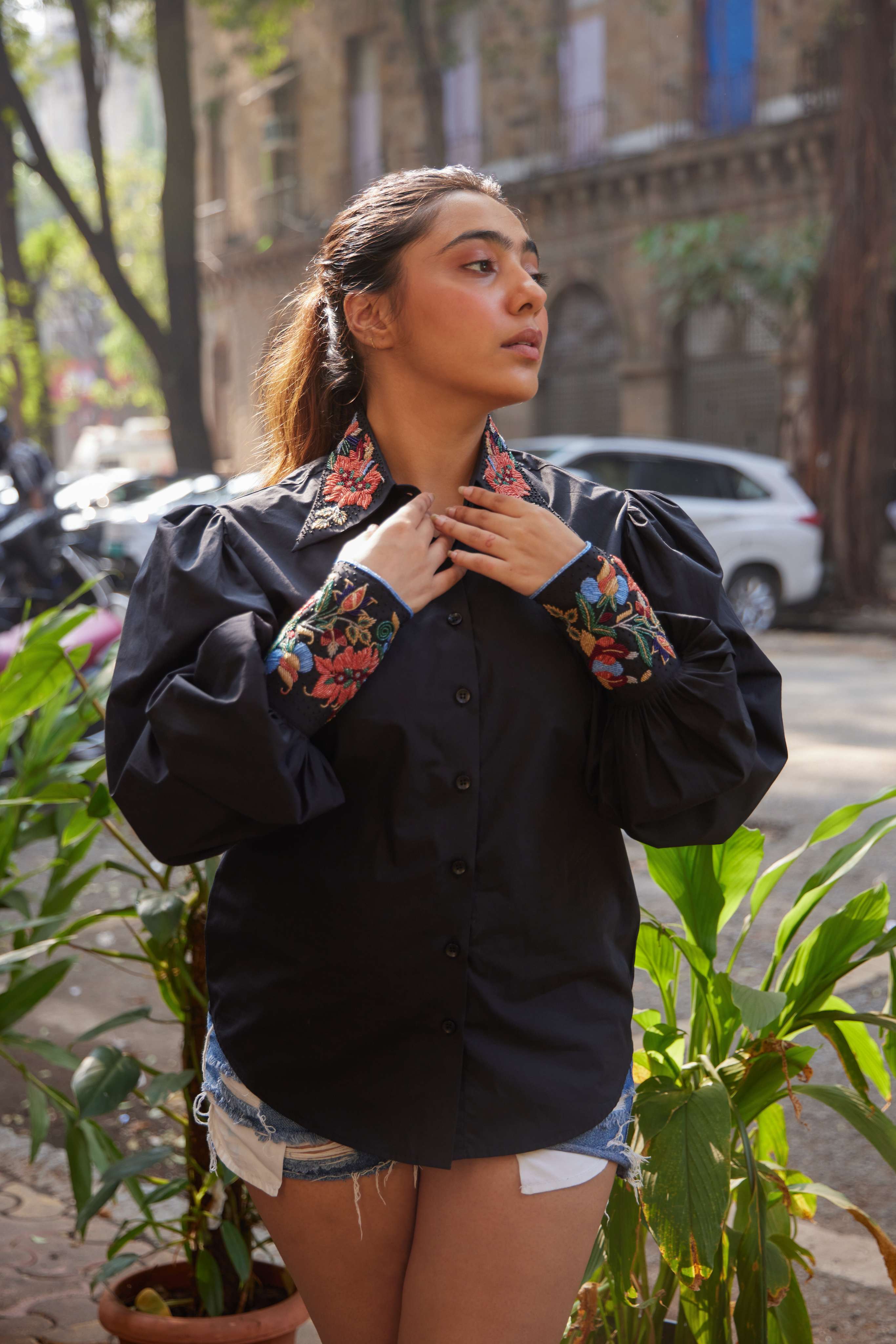 Rose Embroidered Shirt