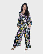 Black Base Colourful Flower String Top