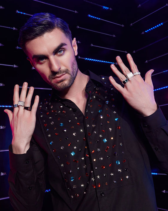 RHINESTONE YOKE FILLED SHIRT