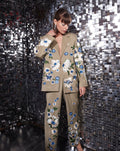 BEIGE FLORAL EMBROIDERED SUIT