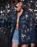 ALLOVER BEAD WORK DENIM JACKET
