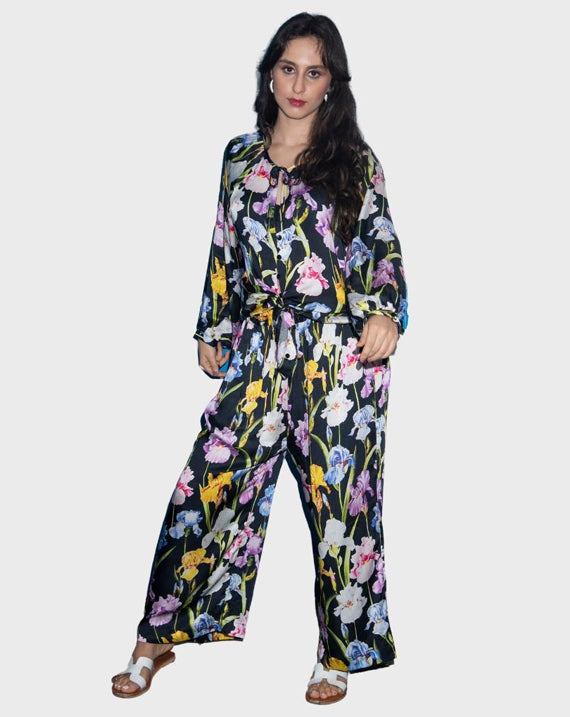 Black Colourful Flower Shirt