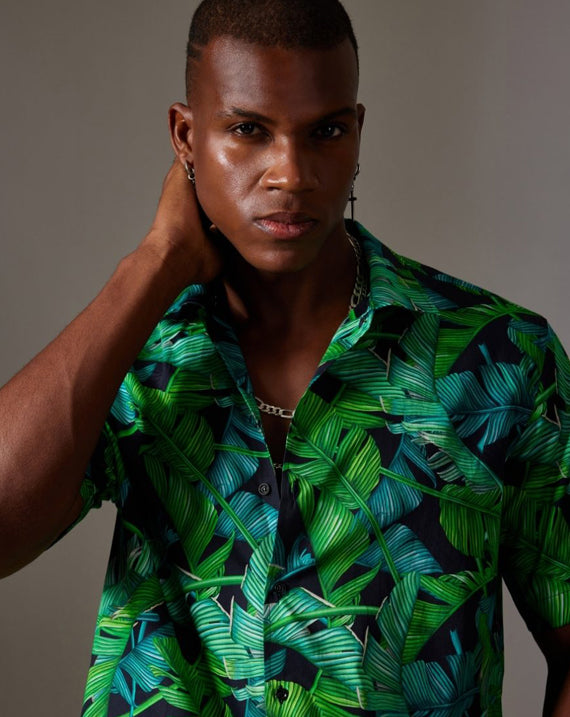 CANCLINI SHIRT GREEN FLORAL SHIRT