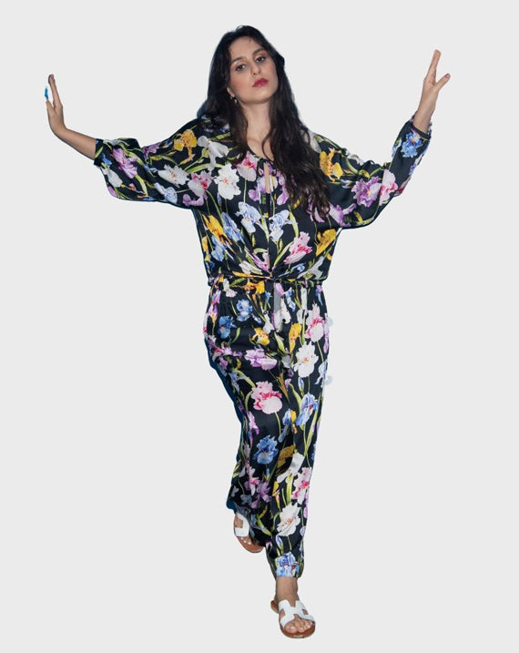 Black Colourful Flower Shirt