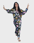 Black Base Colourful Flower String Top