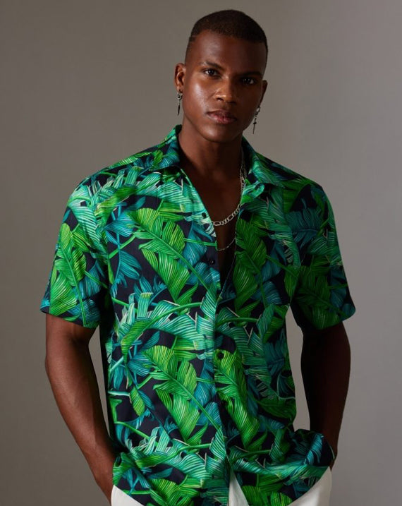CANCLINI SHIRT GREEN FLORAL SHIRT