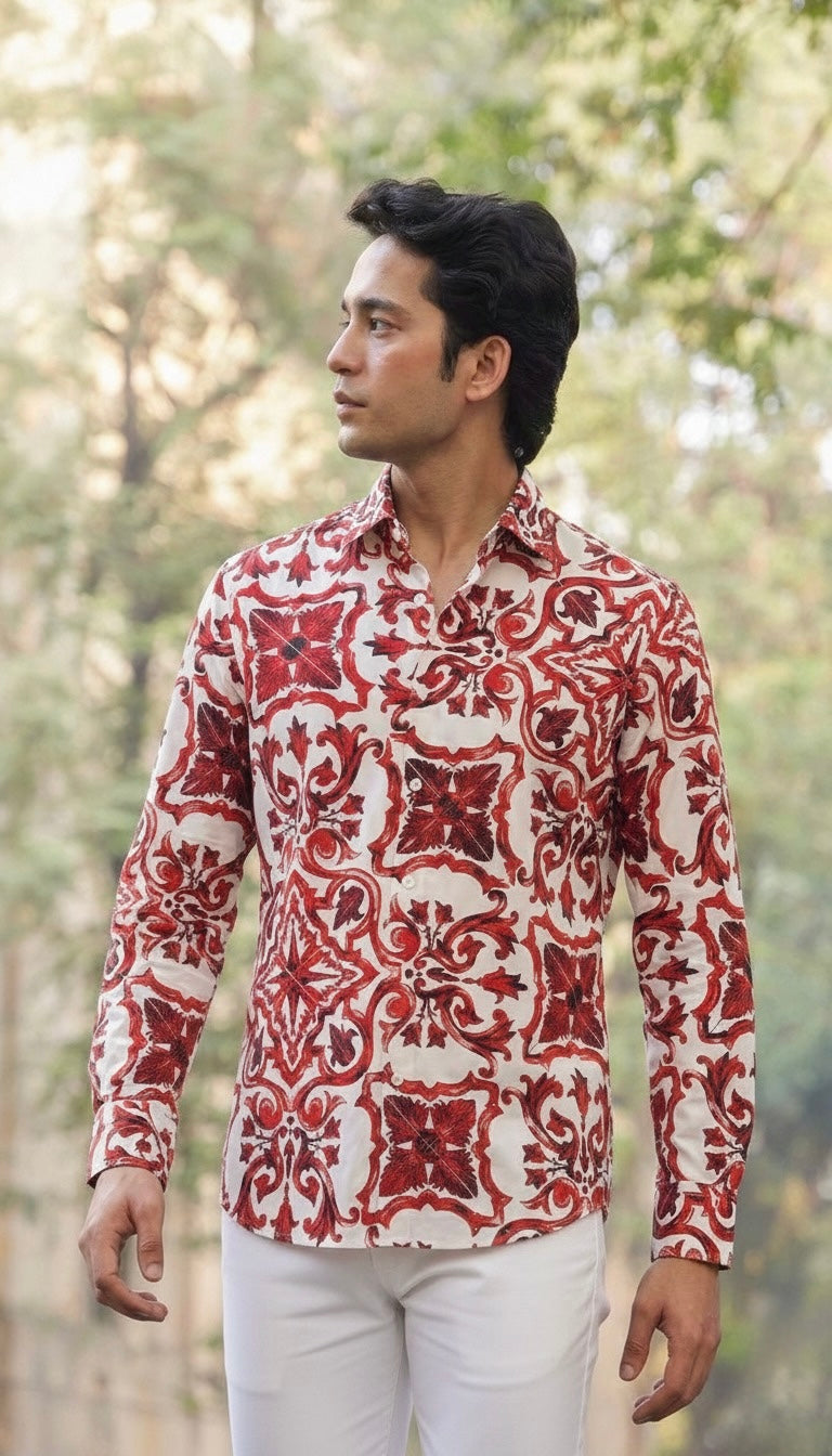 Crimson Baroque Shirt