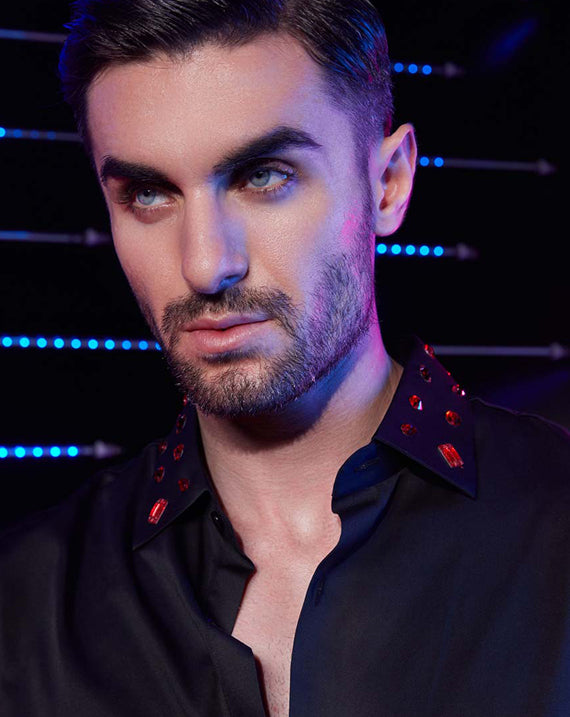 RHINE STONE COLLAR SHIRT