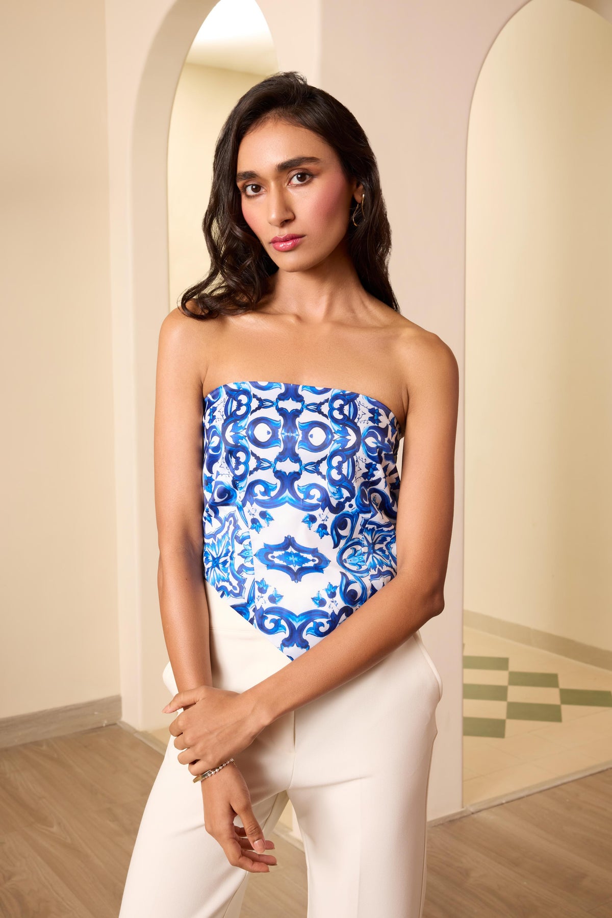 Blue Mosaic Corset Top