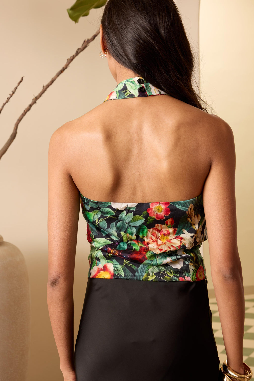 Midnight Bloom Halter Top