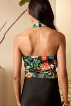 Midnight Bloom Halter Top