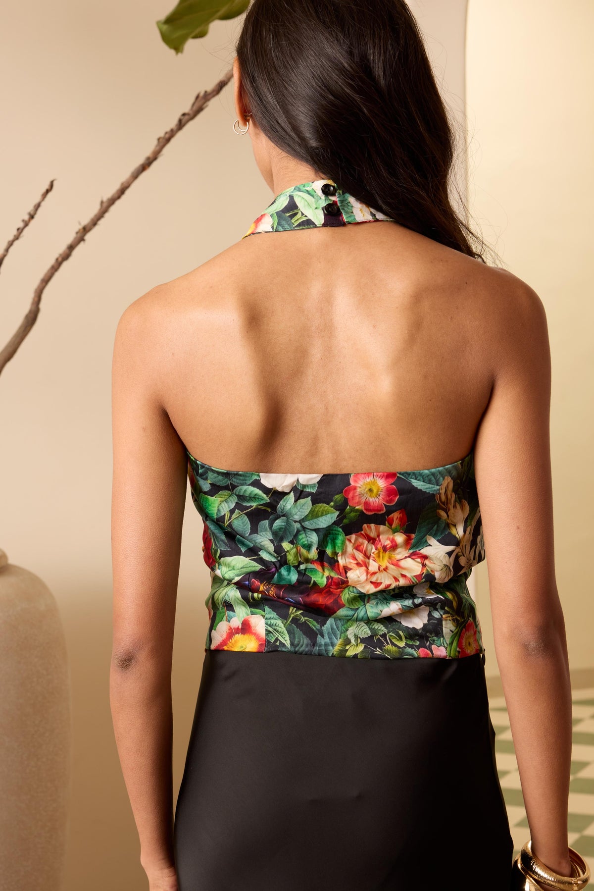 Midnight Bloom Halter Top