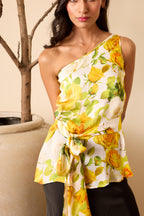 Lemon Rose One-Shoulder Top