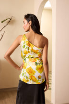 Lemon Rose One-Shoulder Top