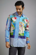 CANCLINI SHIRT AMALFI COAST STRIPE PRINT SHIRT
