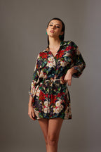 CANCLINI ROSE PRINT SHORT DRESS