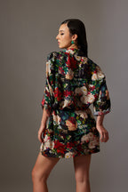 CANCLINI ROSE PRINT SHORT DRESS