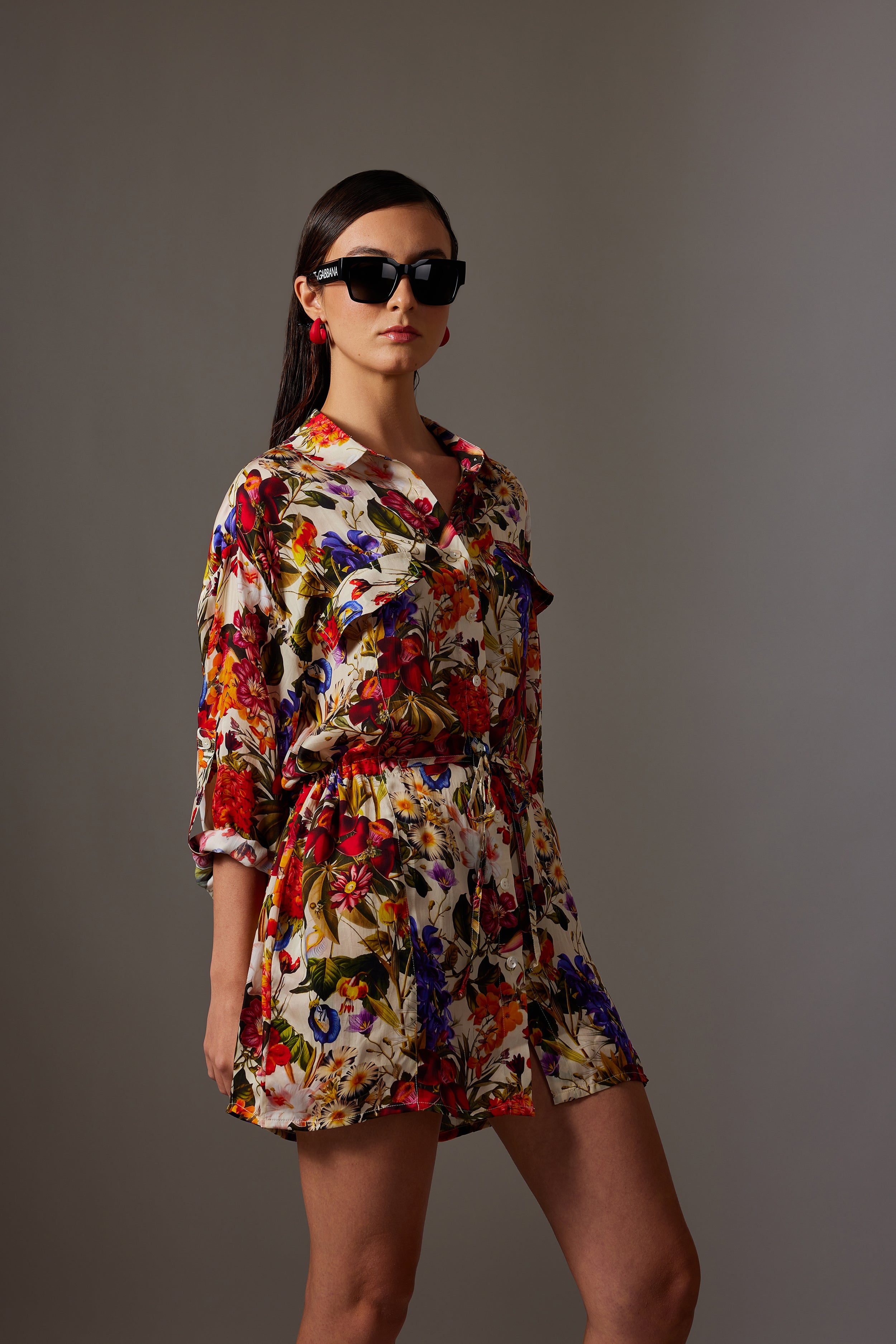 CANCLINI GARDEN PRINT SHORT DRESS