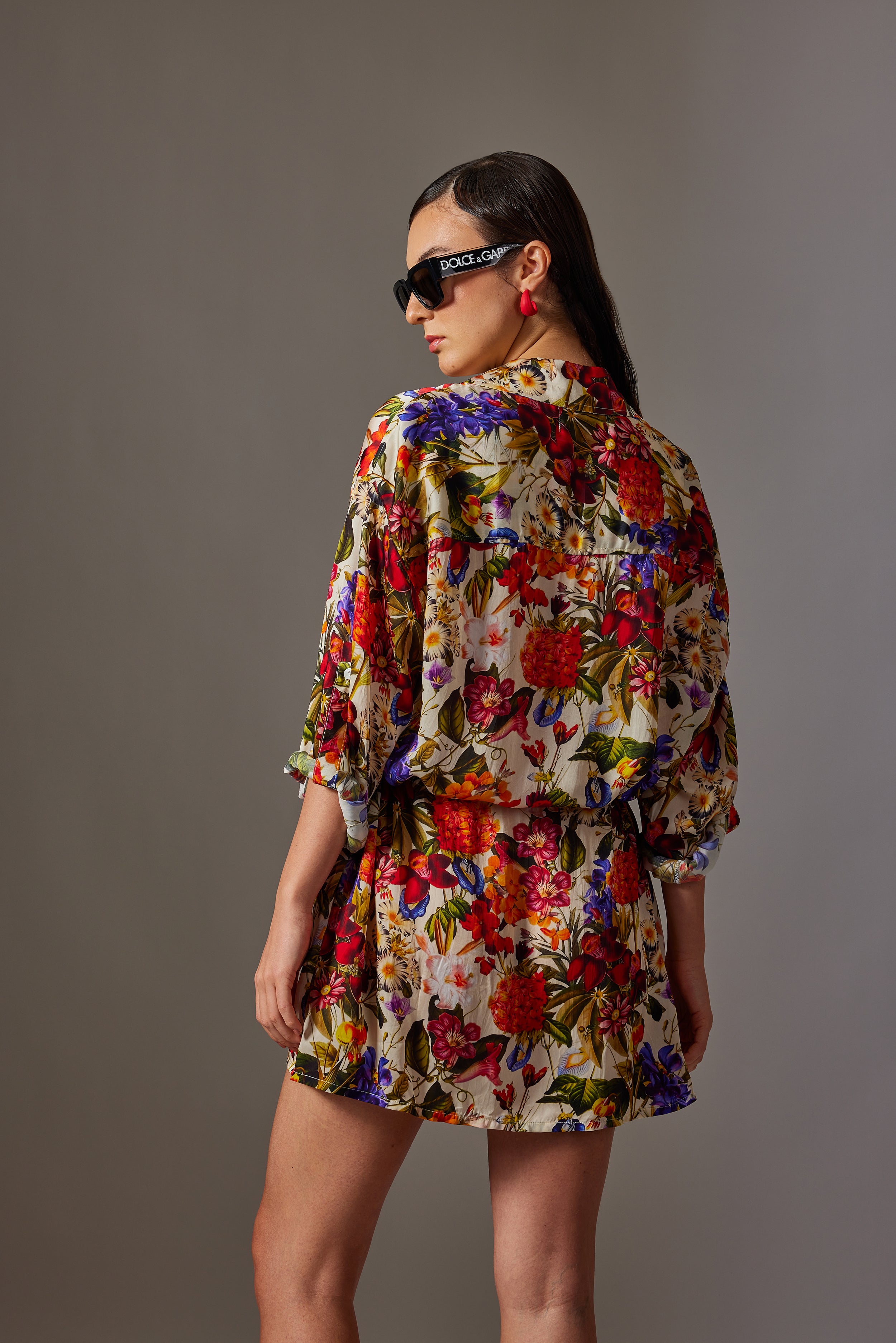 CANCLINI GARDEN PRINT SHORT DRESS