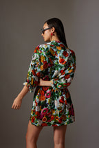 CANCLINI TROPICAL PRINT SHORT DRESS