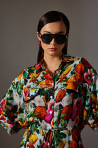 CANCLINI TROPICAL PRINT SHORT DRESS