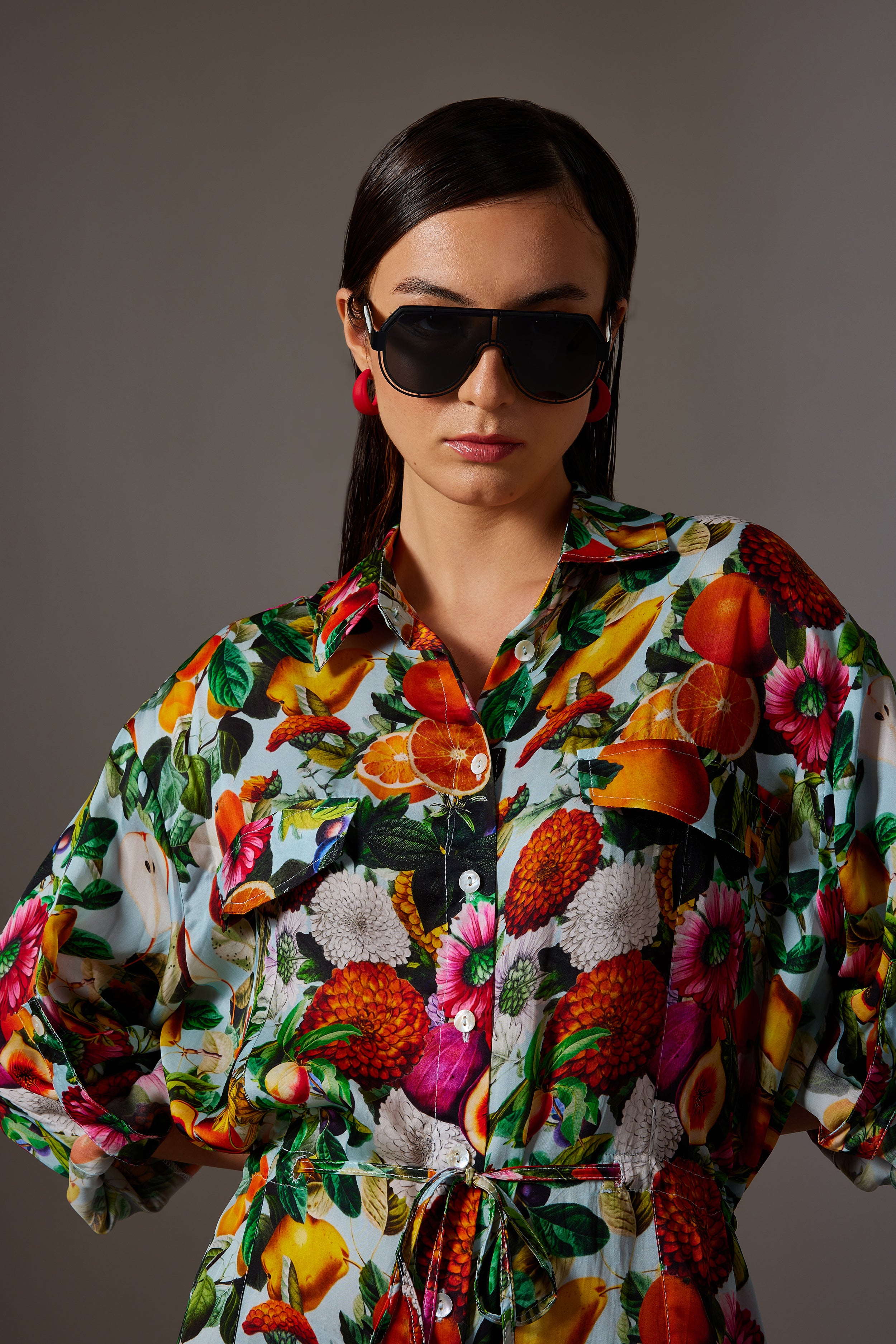 CANCLINI TROPICAL PRINT SHORT DRESS