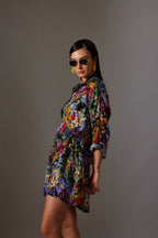 CANCLINI JUNGLE PRINT SHORT DRESS