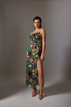 CANCLINI PRINT STRAPPY BLACK DRESS