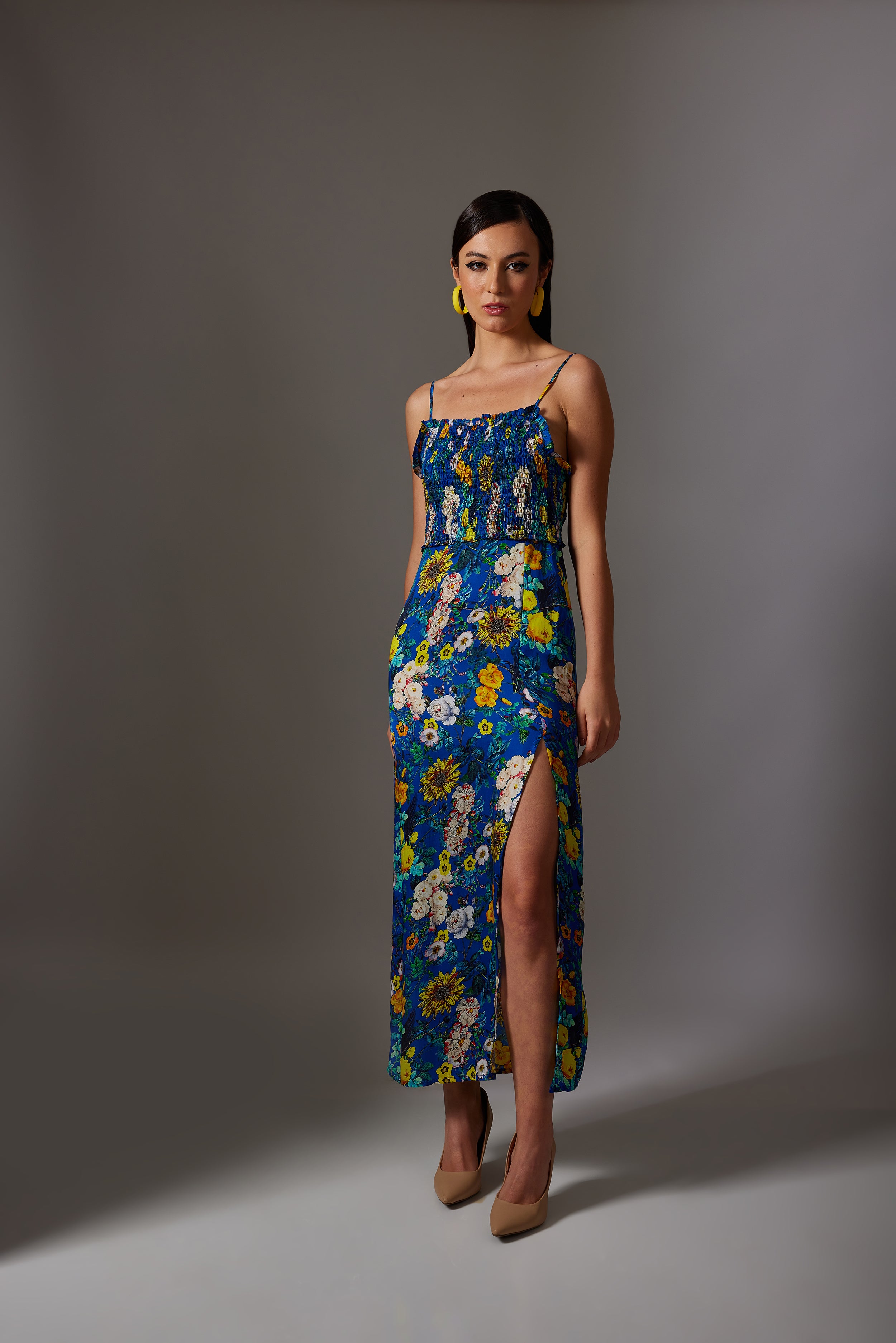 CANCLINI PRINT STRAPPY BLUE DRESS