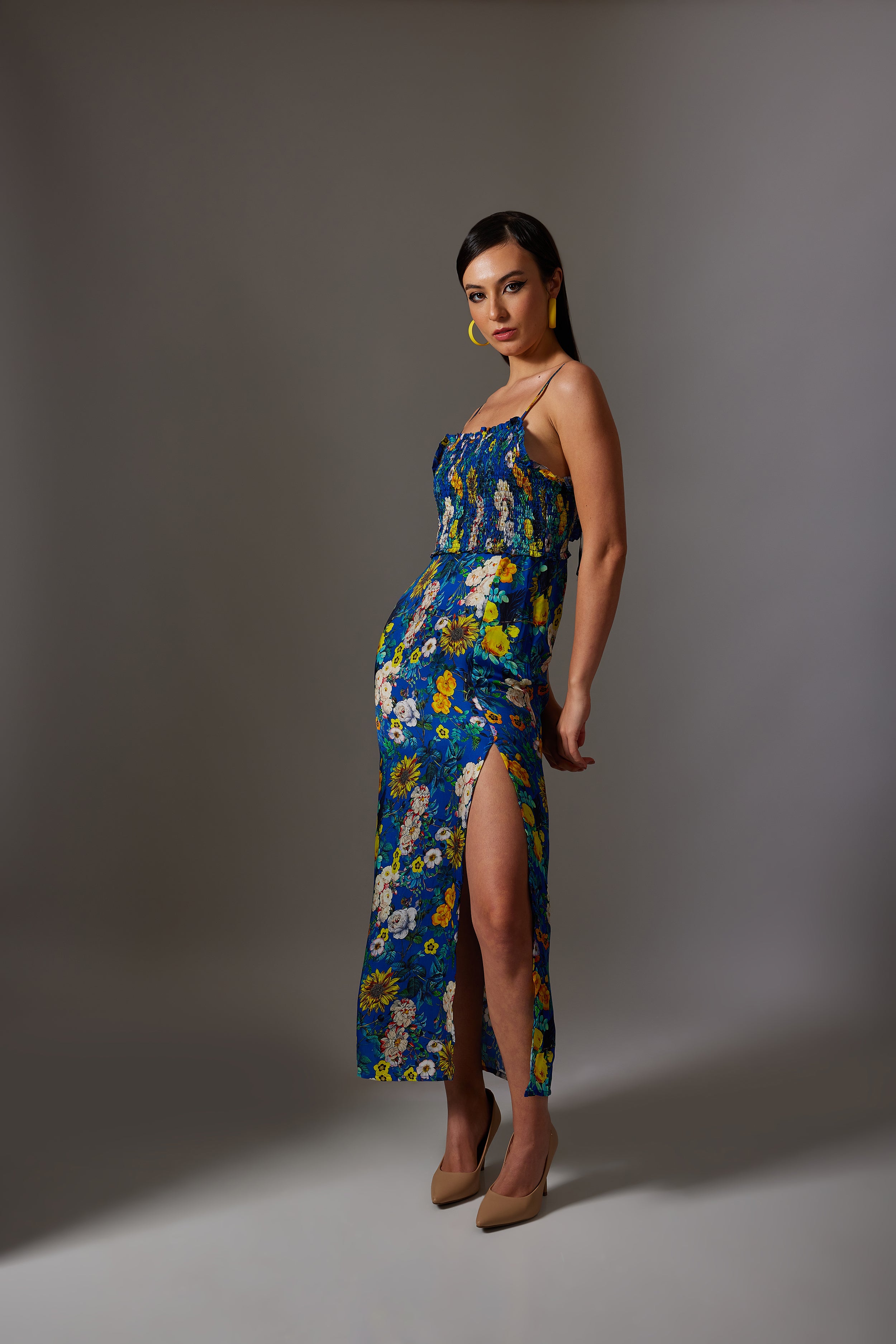 CANCLINI PRINT STRAPPY BLUE DRESS