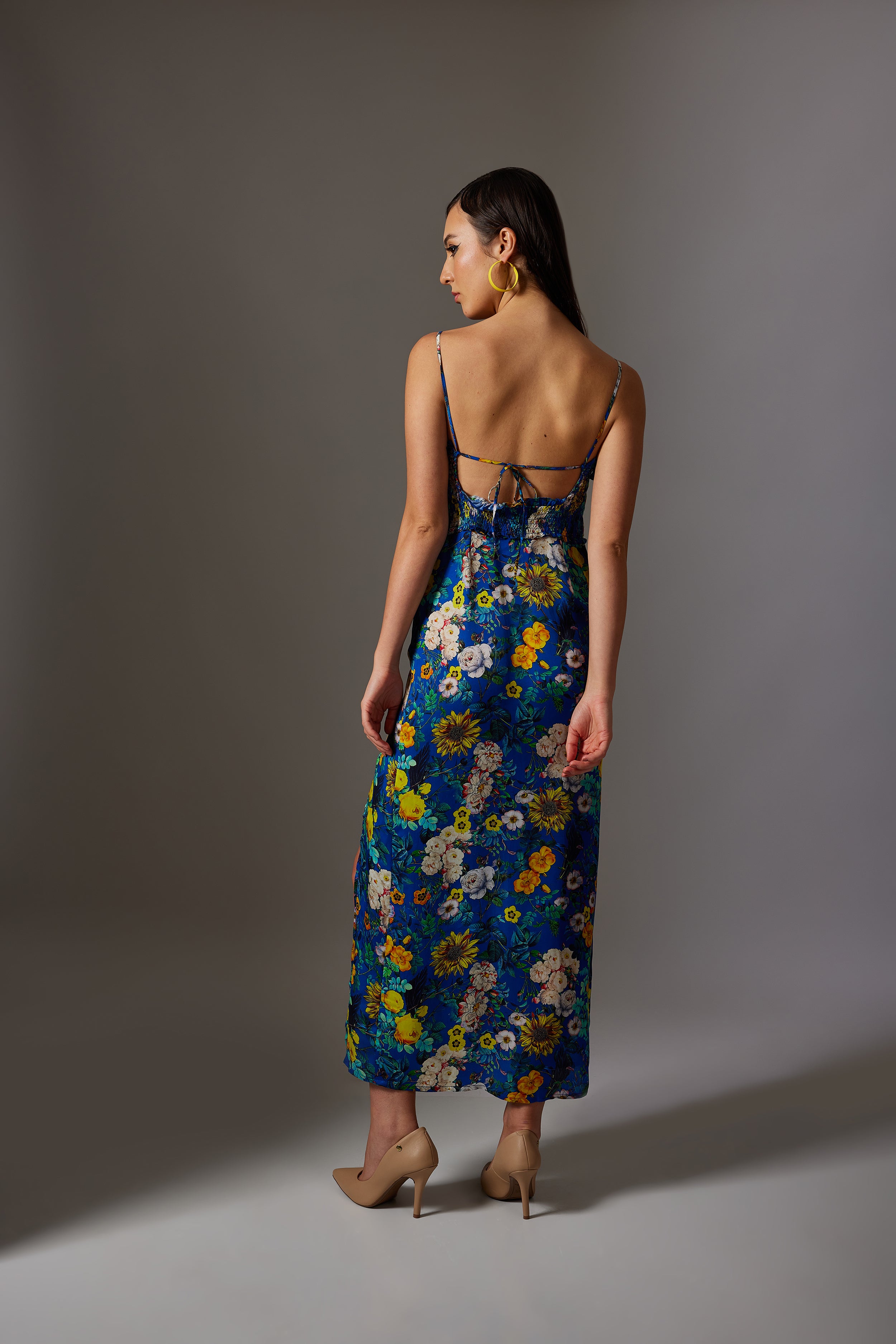 CANCLINI PRINT STRAPPY BLUE DRESS