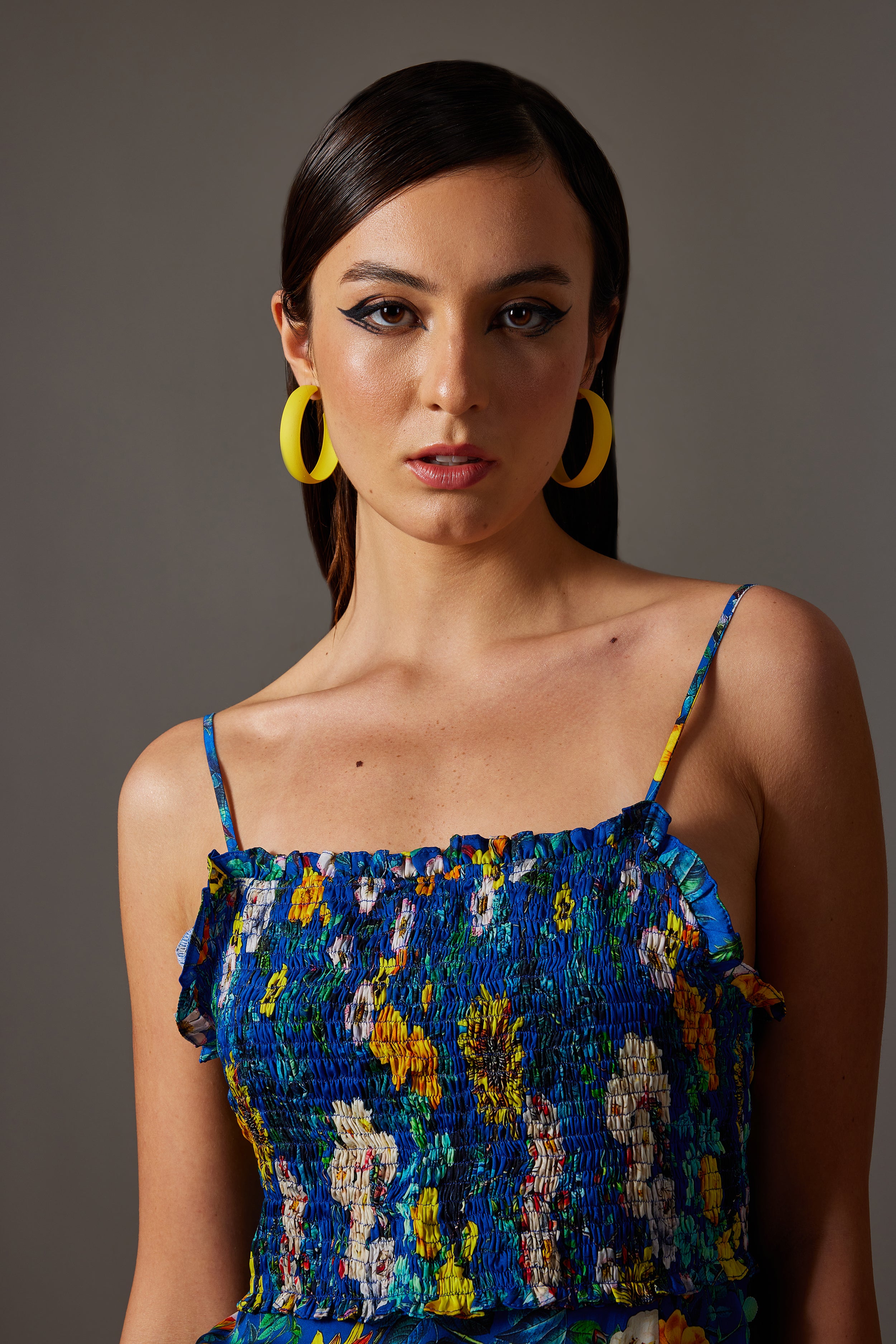 CANCLINI PRINT STRAPPY BLUE DRESS