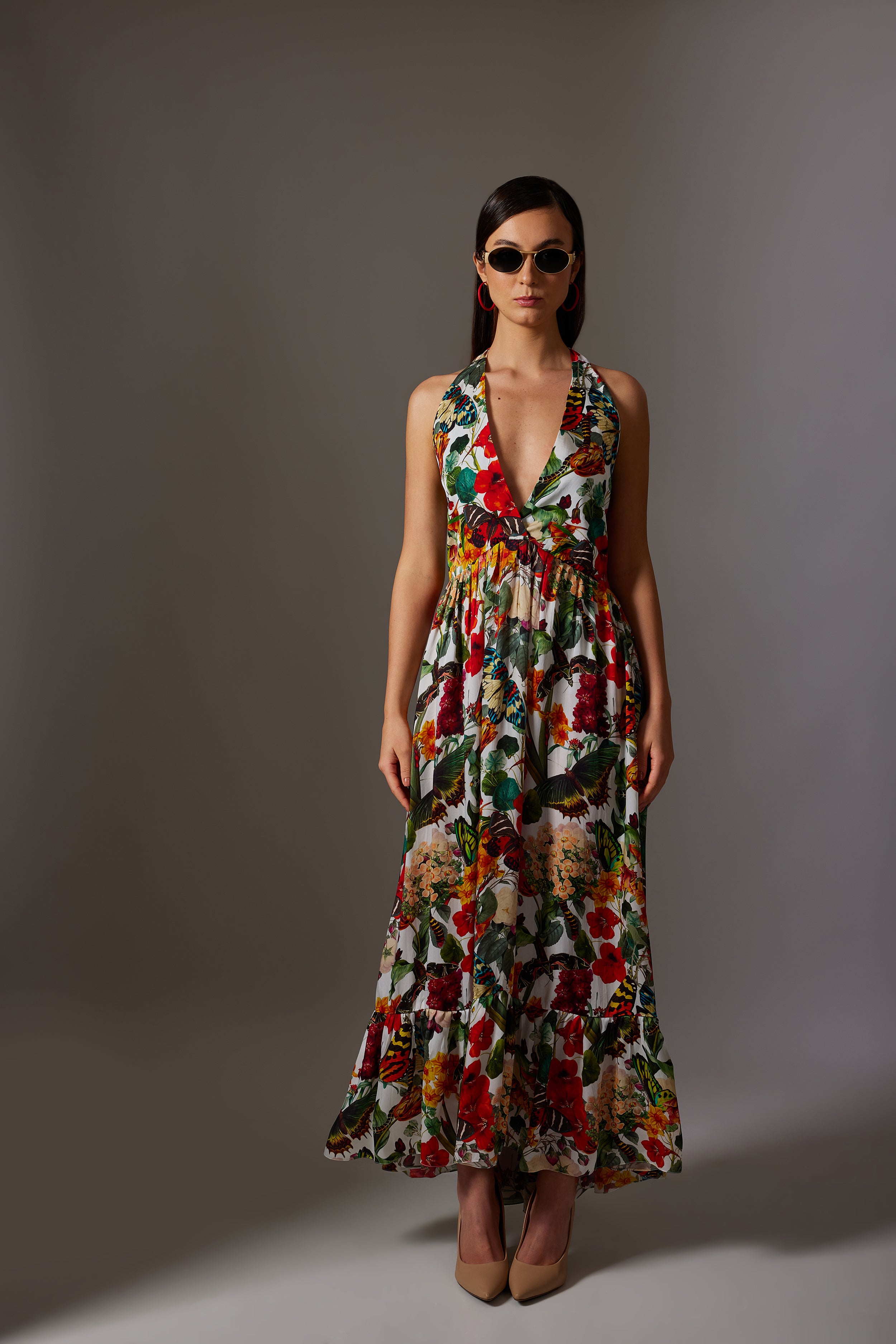 CANCLINI PRINT HALTER DRESS