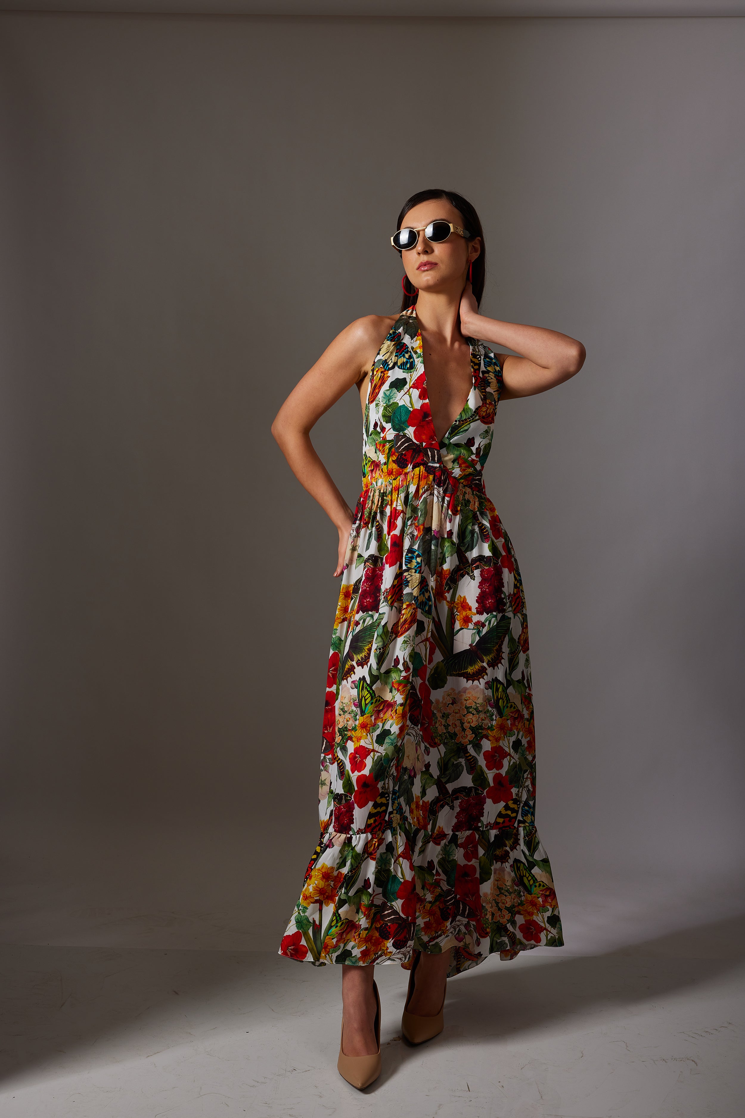 CANCLINI PRINT HALTER DRESS