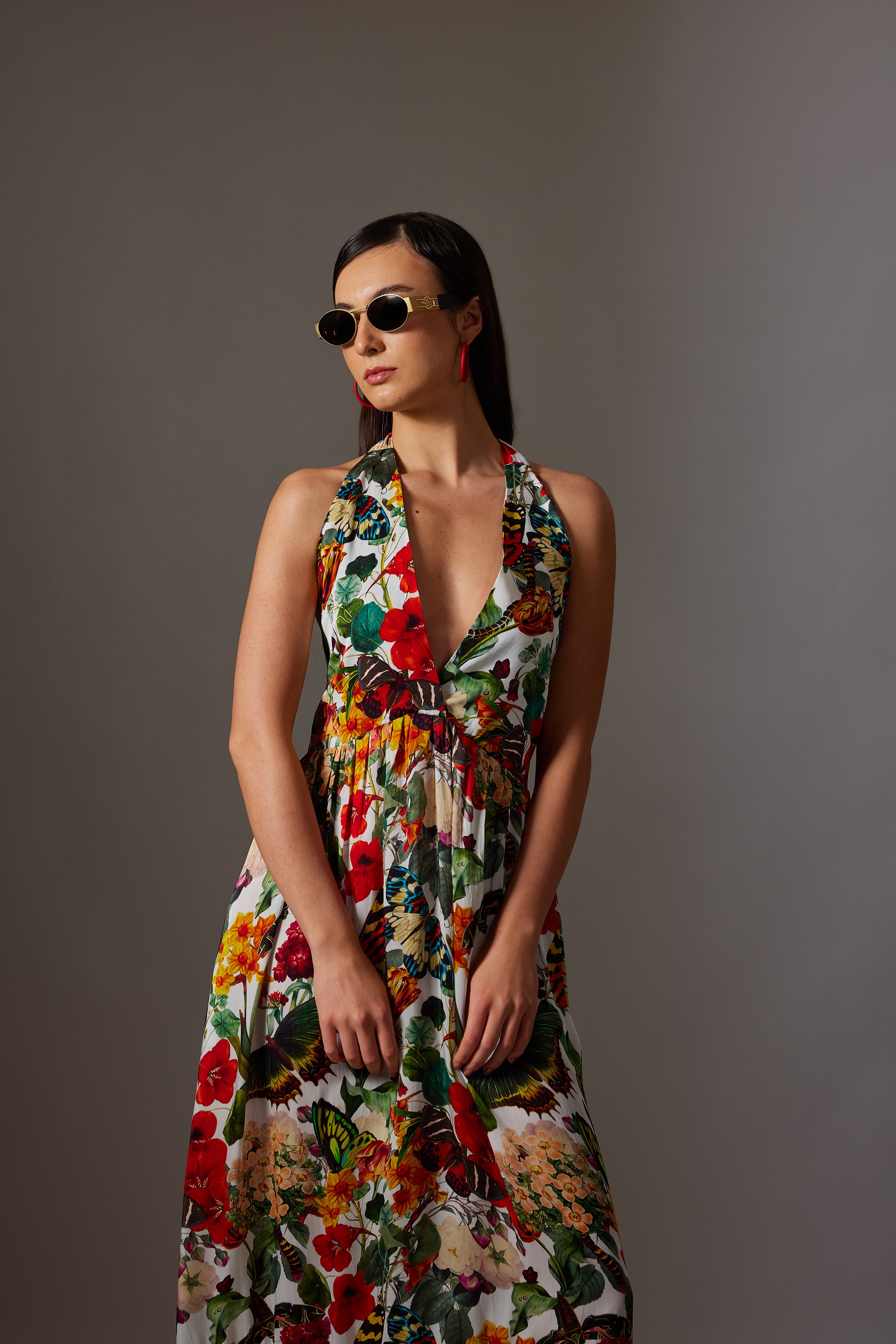 CANCLINI PRINT HALTER DRESS
