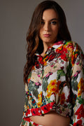 CANCLINI FLORAL PRINT MULTI COLOUR CROP SHIRT